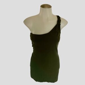 Olive green Asymmetrical Knotted Tanktop